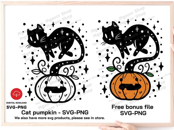 Cat Pumpkin Halloween SVG: Funny Black Cat Design (Digital Download)