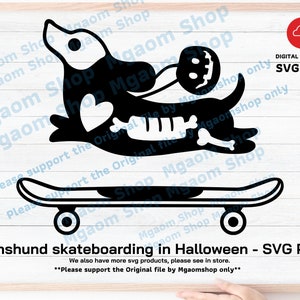 Dachshund Halloween Skateboard SVG/PNG (Digital Download)