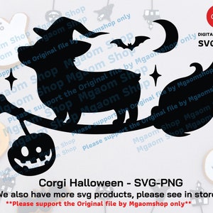 Corgi Witch Halloween SVG: Dog on Broom (Digital Download)