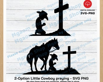 Praying Cowboy SVG: Christian Kid, Horse Silhouette (Digital Download)