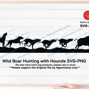 Wild Boar Hunting Hounds SVG: Dogs Running Boar (Digital File)