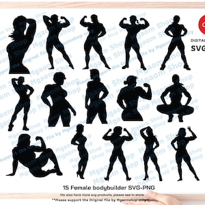 Female Bodybuilder SVG Bundle: Muscular Woman Gym Art (Digital Download)