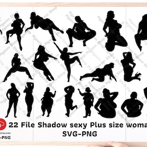 Plus Size Woman Shadow SVG PNG Clipart (Digital Download)