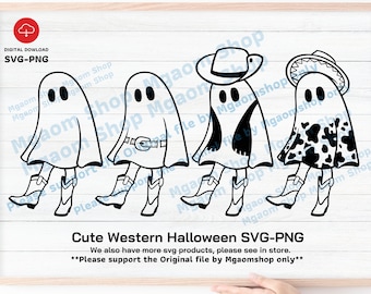 Western Ghost SVG, fichiers PNG – Clipart cowboy Halloween (téléchargement numérique)
