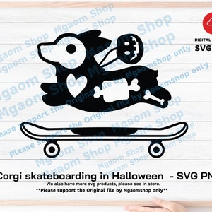 Corgi Skateboarding Halloween SVG: Funny Dog Design (Digital Download)