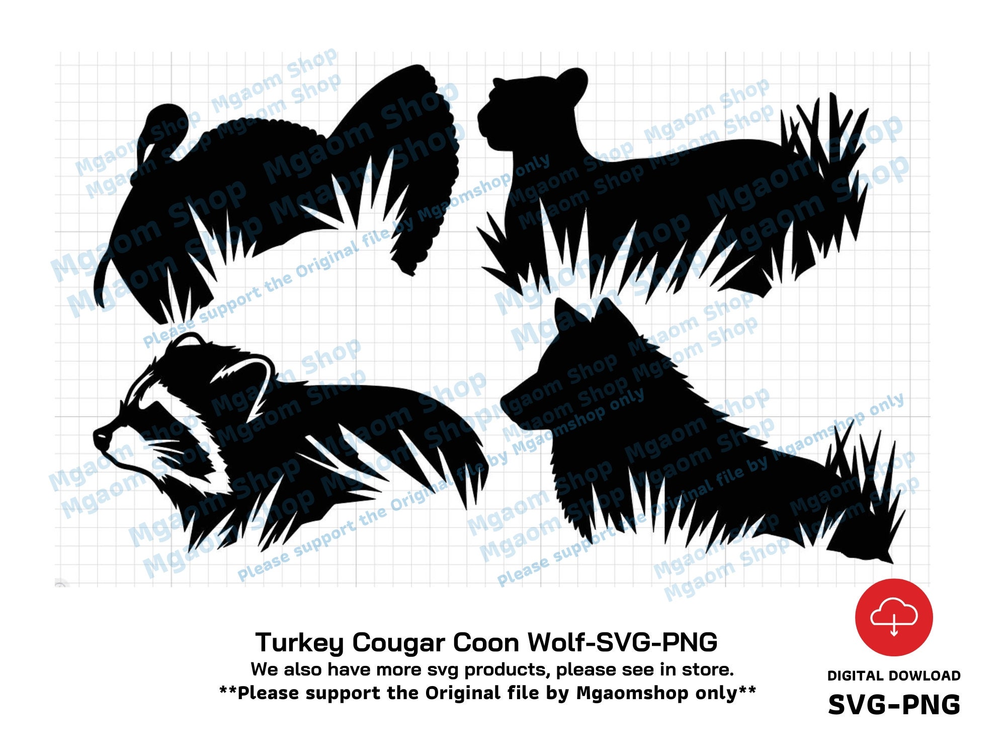 Turkey Cougar Coon Wolf SVG Hunting Svganimal Scene - Etsy