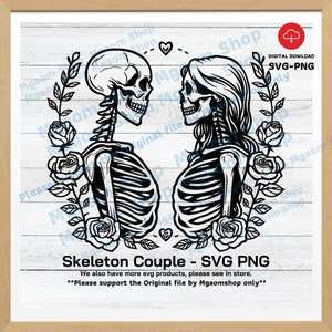 Skeleton Couple SVG: Floral Romance Design (Digital Download)
