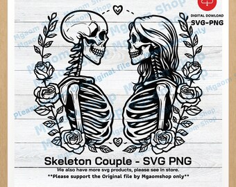 Skeleton Couple SVG: Floral Romance Design (Digital Download)