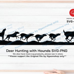 Deer Hunting with Hounds Svg, Hounds running deer Svg, Hound Chasing Deer Svg Png file, Dogs Hunting Svg, Svg para caçador.
