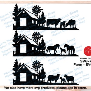 Farm Svg, 3 farm Scene svg file, Family farm Svg, Barn Svg , Farm Scene Svg, Farm Life Svg ,Family Farming Svg, SVG for Family