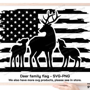 Deer family flag SVG, Deer family flag and baby SVG, Deer Flag Svg, Deer scene Svg , Deer Svg , Gift for family svg, Baby deer svg