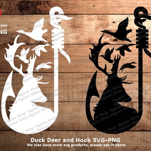 Duck Deer and Hook SVG-PNG File , SVG for Hunter and family