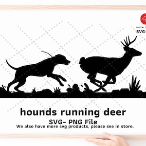 hounds running deer SVG , Hound Chasing Deer Svg Png file, svg for hunter.