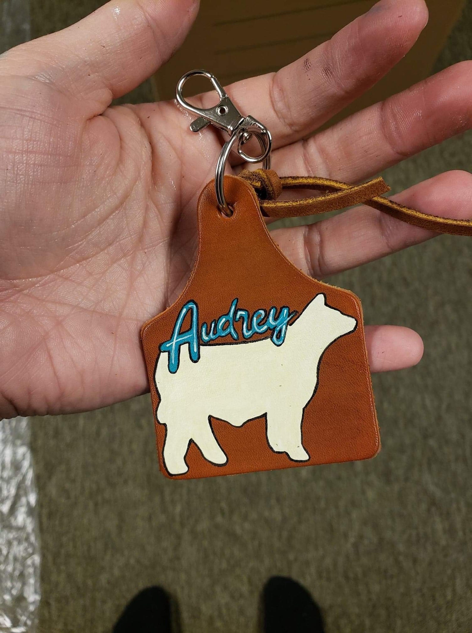 Show Cattle Leather Ear Tag Keychain Custom Ear Tag Keychain Etsy