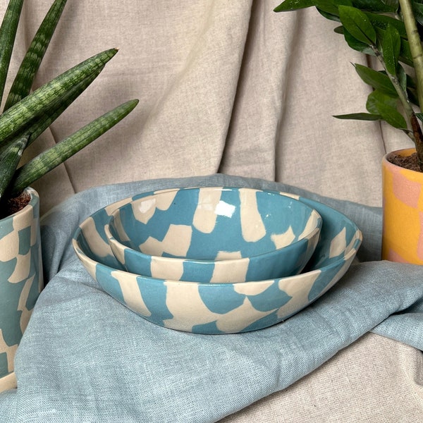 Ceramics bowl BLUE MARBLE / Stoneware ceramics bowl / Handmade dinner Bowl / Small snack bowl / Colorful cereal bowl / Nerikomi ceramics