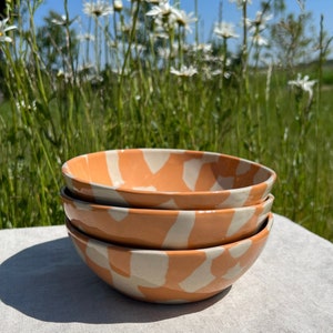 Ceramic bowl ORANGE MARBLE / Handmade stoneware bowl / Dinner bowl / Unique snack bowl / Colorful lunch bowl / Cereal bowl / Soup bowl