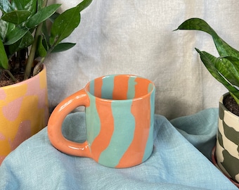 Ceramics Mug ORANGE MINT || Stoneware Ceramics Cup || Tea mug || Ceramic Coffee Mug || Colorful Mug