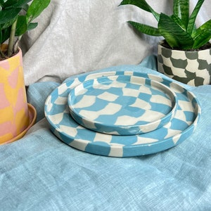 Handgefertigter Teller Blau Steinzeug Dinner Set Bunte Geschirr Lunch Teller Dessert Untertasse Einzigartige Teller Nettes Geburtstagsgeschenk Handgefertigte Keramik