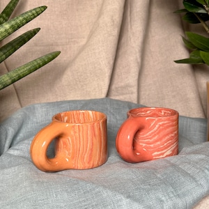 Ceramic Espresso Cup WAVES / Handmade coffee cup / Nerikomi ceramic mug / Unique stoneware cup / Office mug image 1