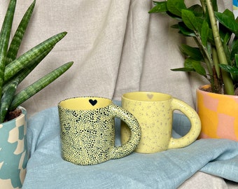 Tazza in ceramica POLKADOT / Tazza da caffè fatta a mano / Tazza in gres colorata / Tazza da tè unica / Tazza da ufficio