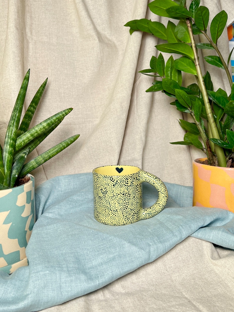 Ceramic Mug POLKADOT / Handmade coffee mug / Colourful stoneware mug / Unique tea cup / Office mug BLUE