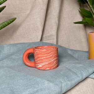 Ceramic Espresso Cup WAVES / Handmade coffee cup / Nerikomi ceramic mug / Unique stoneware cup / Office mug PINK