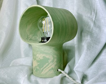 Ceramic lamp MINT ICE CREAM / Handmade table lamp / Small stoneware lamp / Bedside table lamp / Nerikomi lamp