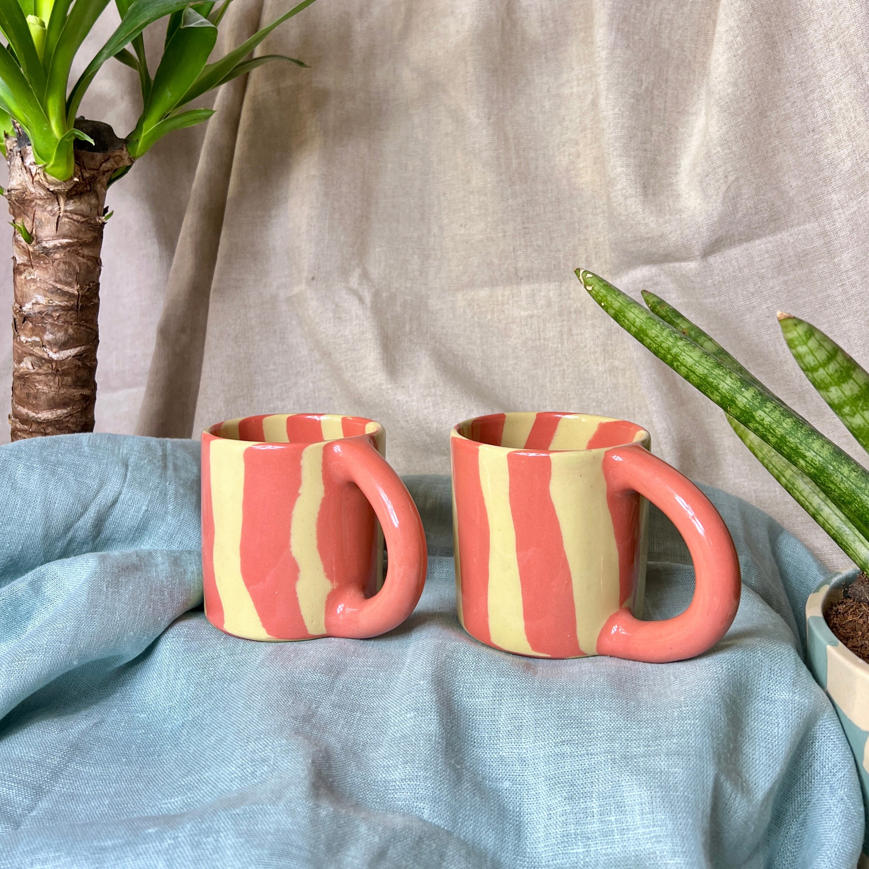 Yellow striped mug - Etsy 日本