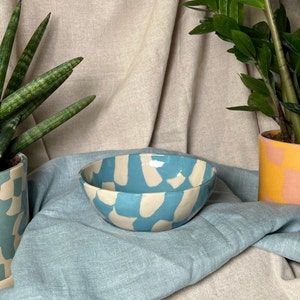 Ceramics bowl BLUE MARBLE / Stoneware ceramics bowl / Handmade dinner Bowl / Small snack bowl / Colorful cereal bowl / Nerikomi ceramics CEREAL BOWL