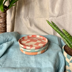 Ceramic Plate DARK GREEN MARBLE / Colorful stoneware plate / Dessert Plate / Dinner Plate / Handmade tableware / Coaster / Saucer image 4