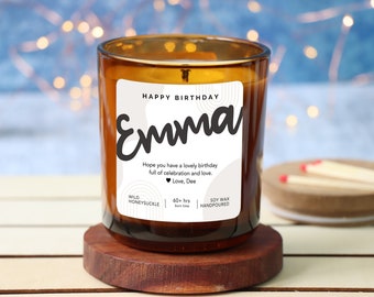 Birthday Personalised Candle Gift | Soy Wax | Birthday Gift for Friend | Birthday Gift for Her | Handpoured