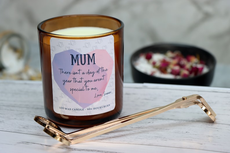 Mother's Day Gift Set, Soy wax candle, Birthday gift for mum Amber 270 gr