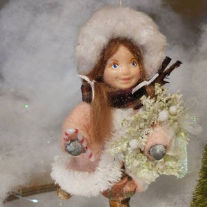 Christmas spun cotton ornament,  vintage spun cotton figurine,  Christmas handmade ornament,  vintage inspired ornament,  spun cotton figuri
