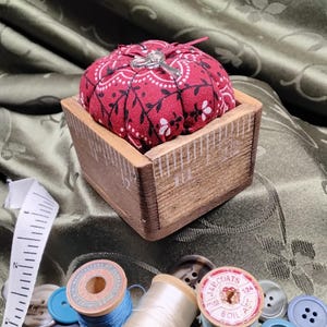 pincushion, handmade pincushion,  unique pincushion,  ruler box pincushion,  sewing buddy, sewing accessory,  sewing gift