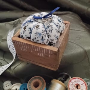 unique pincushion, country sewing pincushion,  sewing accessories,  pincushion, pincushion box, ruler box pincushion