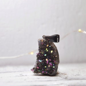 Pingente de Quartzo Titânio / Quartzo Aura / Vintage / Druzy / Fantasia / Magia / Bruxa / Viking