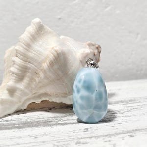Larimar pendant silver 925 | Elegant jewelry | Rare gemstone mineral | Atlantis stone unique | Healing stone gemstone
