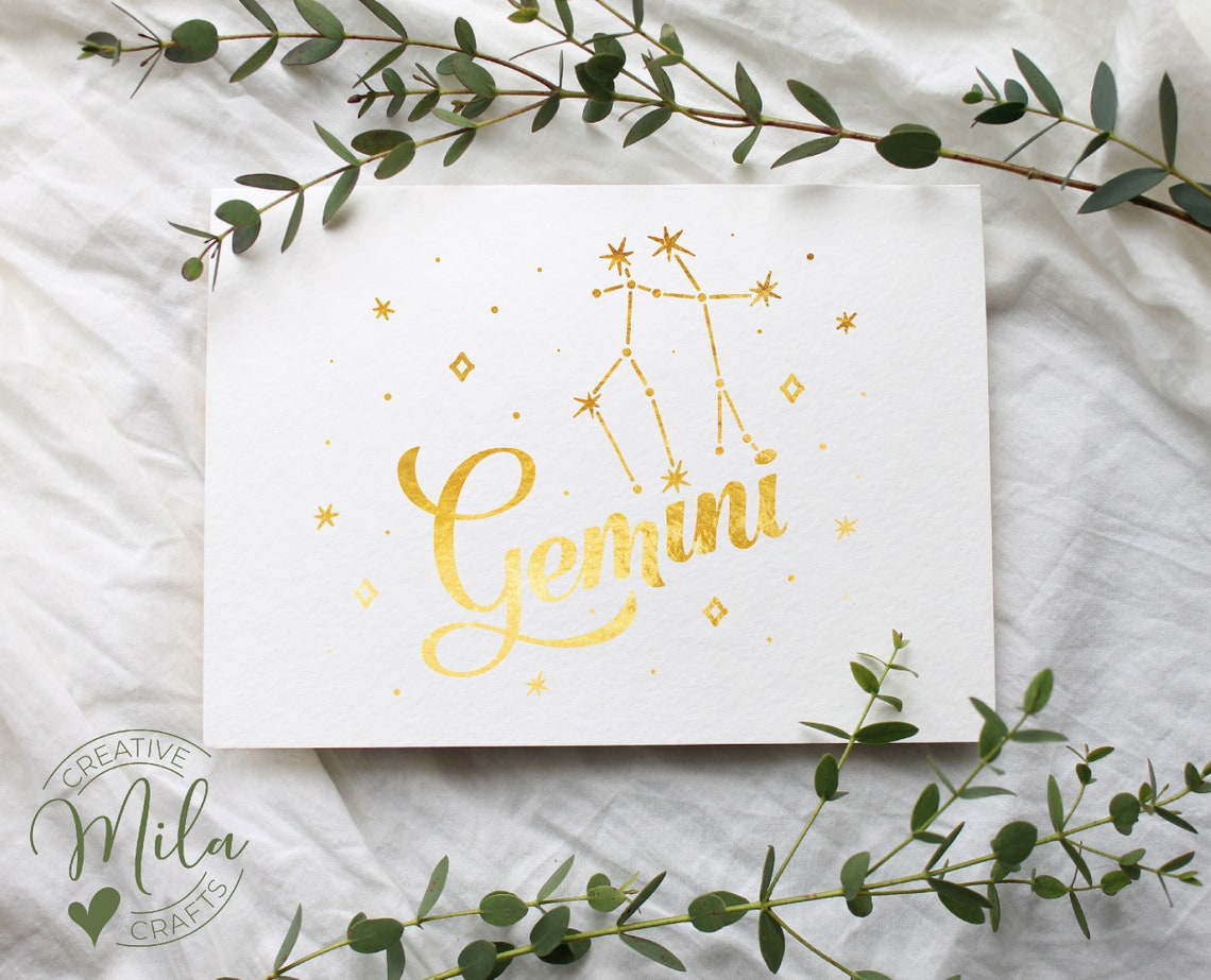 Horoscope Gemini Zodiac Sign SVG, Astrology Birth Symbol Print File ...