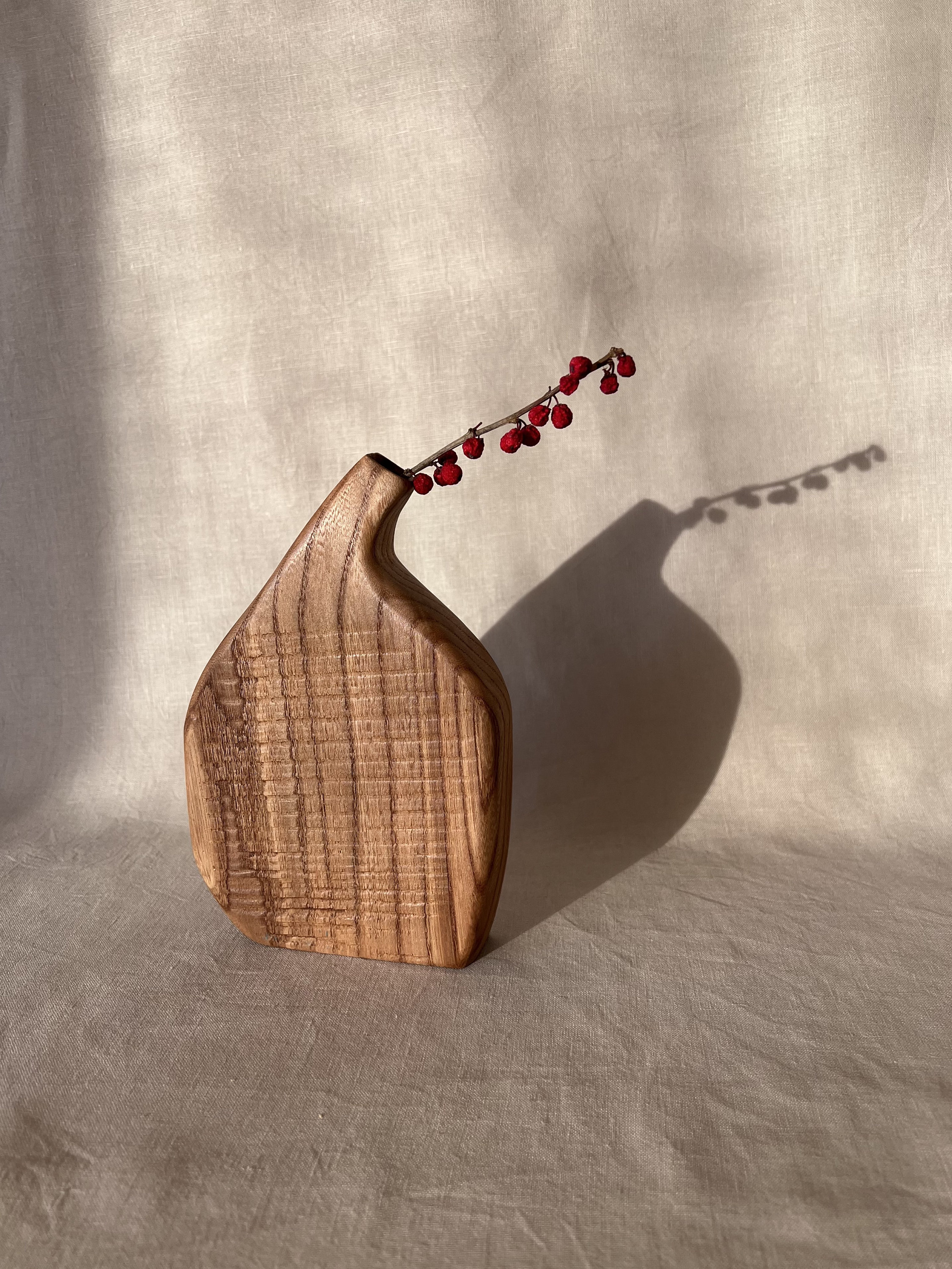 Vase en Bois Fait à La Main | Vase de Fleurs Séchées