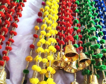 80 Stück KOSTENLOSER VERSAND Multicolor indische Hochzeit Dekoration, Mehndi Dekor, Party Hintergrund, Pom Pom, Gota Behang Quasten