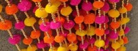 50 PC FREE SHIPPING Multicolor Indian Christmas Wedding Party Decoration, Mehndi Decor, Backdrop,Pom Pom, Gota Hangings.