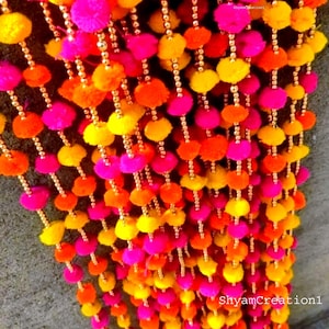 50 STKS GRATIS VERZENDING Veelkleurige Indiase kerstfeestdecoratie bruiloft, mehndi-decor, achtergrond, pompon, gota-kleden Geen expresverzending