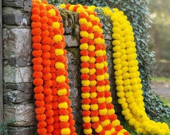 Handmade Marigold Flower Garland Strings: Indian Wedding Diwali Decor