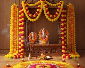 Handmade Marigold Garland: Indian Wedding Diwali Decor