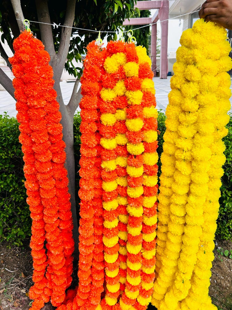 Marigold Garland for Indian Wedding Decor Mehndi Decor Artificial ...
