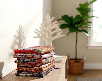 Wholesale Vintage Kantha Quilt: Handmade Reversible Bohemian Throw