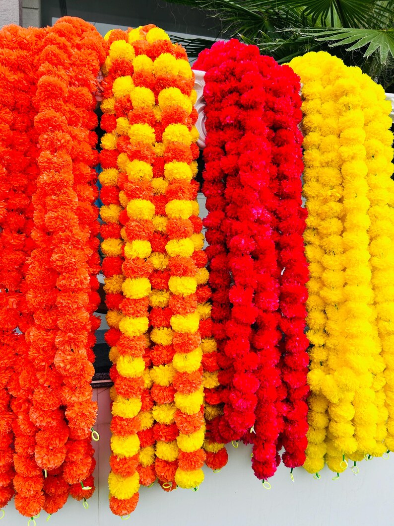 Marigold Garland for Indian Wedding Decor Mehndi Decor Artificial ...
