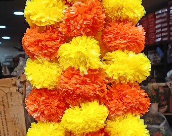 20 PC-Verkauf auf indische Ringelblumenblume künstliche dekorative Deewali-Ringelblumengirlanden-Schnüre für Weihnachtshochzeitsfest-Dekoration