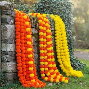 100 Stück Verkauf auf indische Ringelblumen künstliche dekorative Deewali-Ringelblumengirlanden-Schnüre