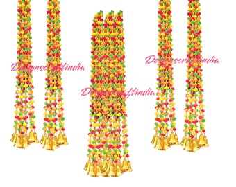 30 Stück KOSTENLOSER VERSAND Multicolor indische Hochzeit Dekoration, Mehndi Dekor, Party Hintergrund, Pom Pom, Gota Behang Quasten